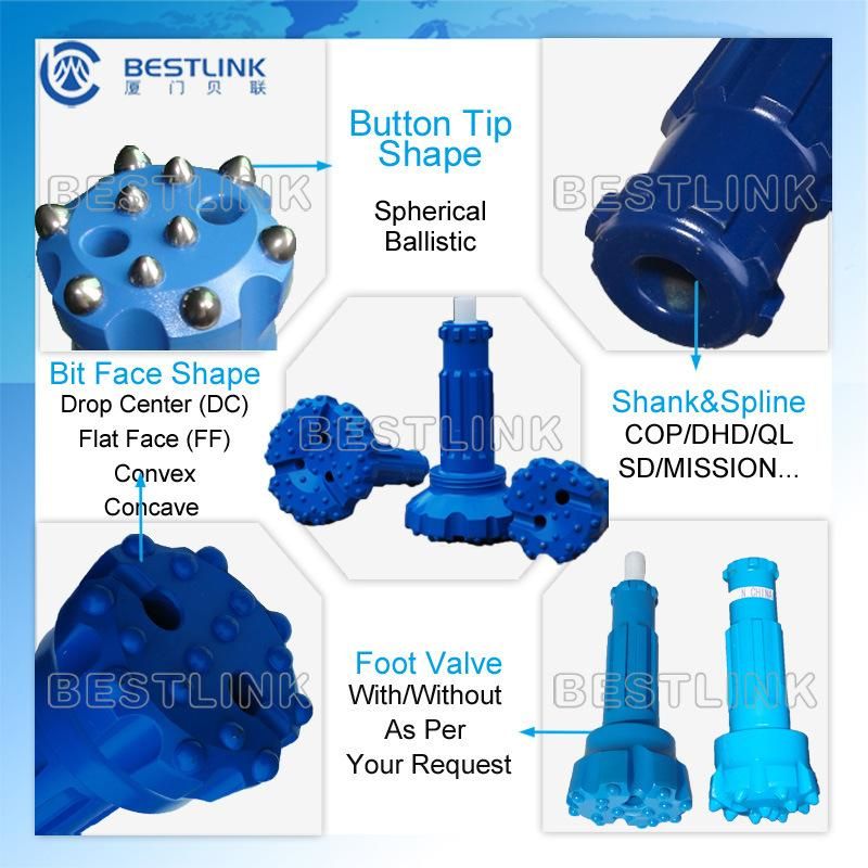 4 Inch DTH Downhole Hammer with Drilling Bits for Square Hole