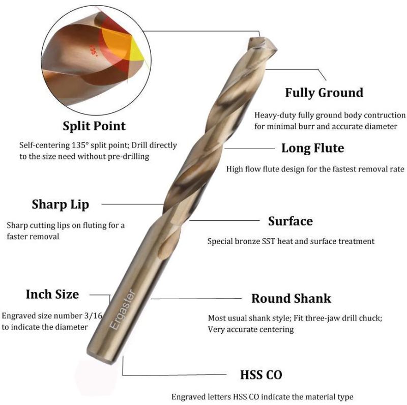 6mm Cobalt Drill Bits for Hard Metal, Stainless Steel