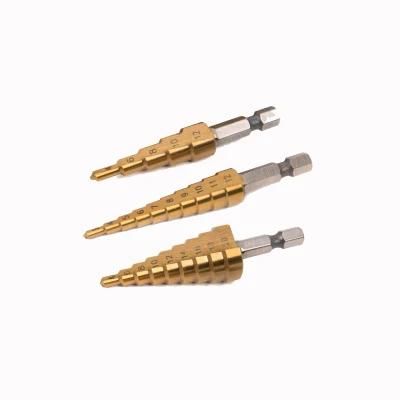 High-Quality Tin-Coated Step Drill for Metal Drilling, HSS Step Drill Bits