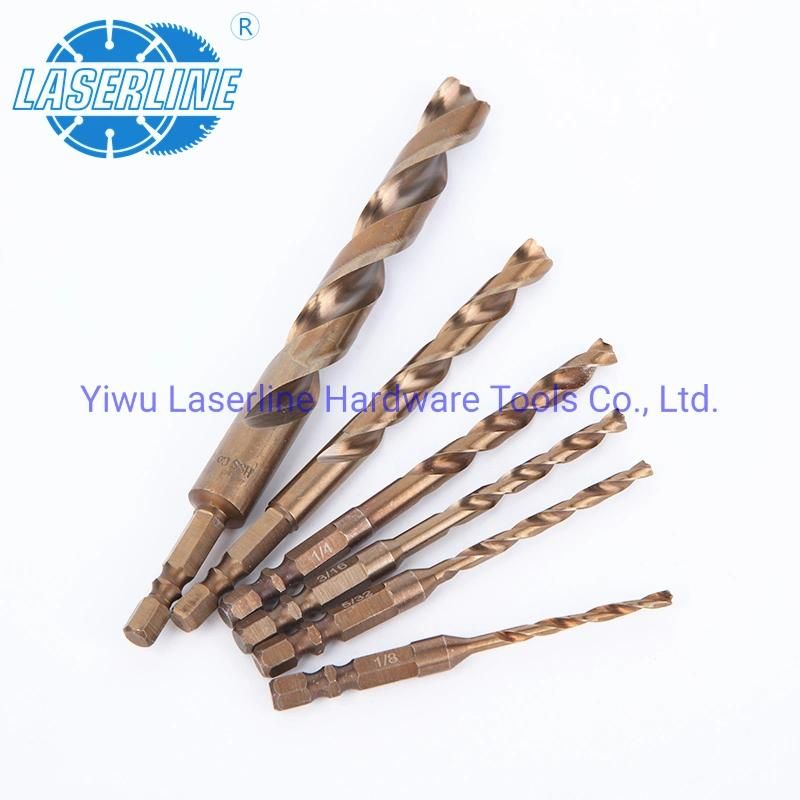 Fully Ground 1/4 Hex Shank Double "R" Slot M35 Twist Drill Bits Drilling for Stainless Steel