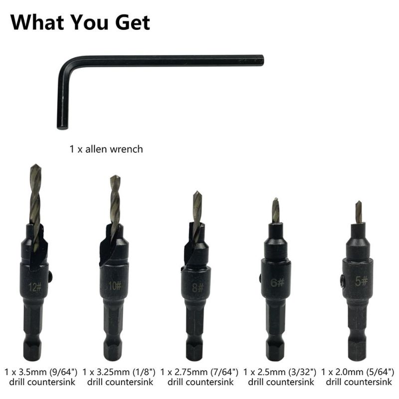 Titanium-Plated Countersunk Head Twist Drill Set Woodworking Hole Opener Chamfer Punching Integrated High-Speed Steel Countersunk Drill Bit Tool