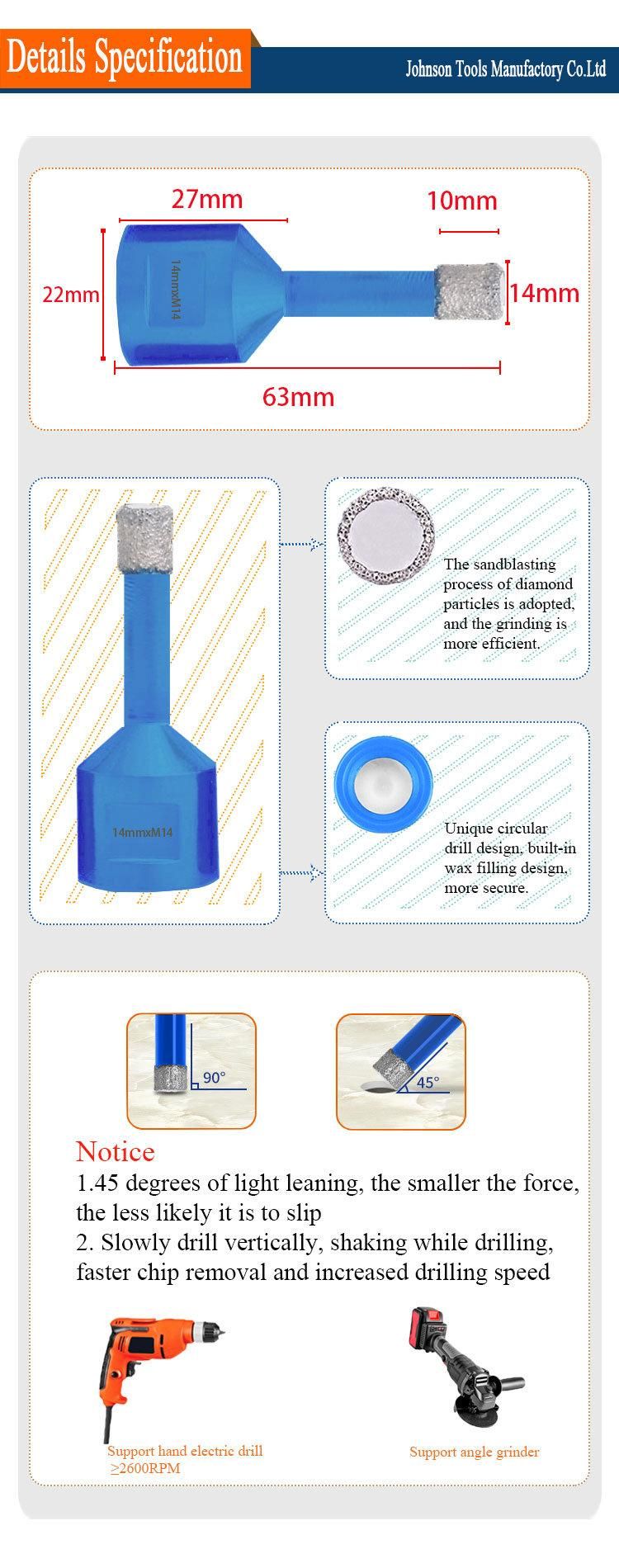 Vacuum Brazed Diamond Drilling Core Bits Ceramic Tile Glass Hole Saw Drill Bits with M14 Thread