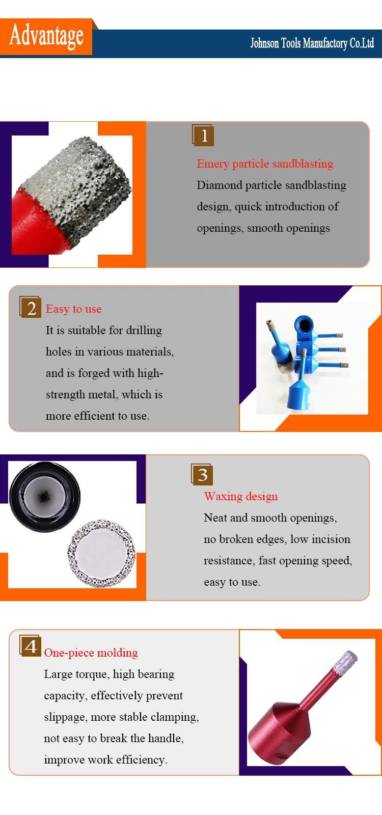 6mm Diamond Vacuum Brazed M14 Thread Dry Tile and Porcelain Drilling Core Bit
