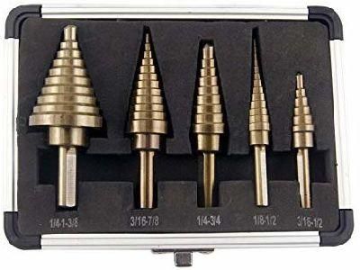 16% off 5PCS HSS Cobalt Multiple Hole 50 Sizes with Aluminum Case, Step Drill Bit