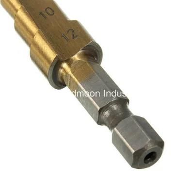 4-12mm HSS Hex Shank Titanium Coated Straight Flute Step Drill Bit