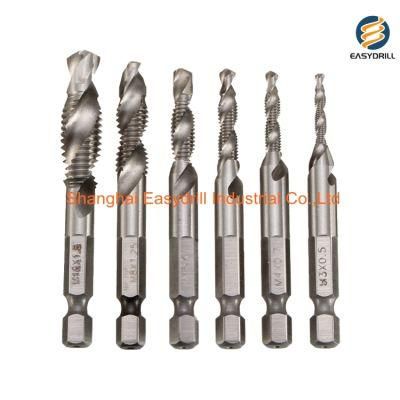 6PCS 3 in 1 Multi Purpose HSS Drills Taps Countersink Combination Drills HSS Twist Drill Bit for Metal Drilling Tapping (SED-CDBS6)