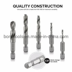 HSS Drill Bit Power Tools 5piece M2 Stubby Hex Shank with Metal Drill Bit