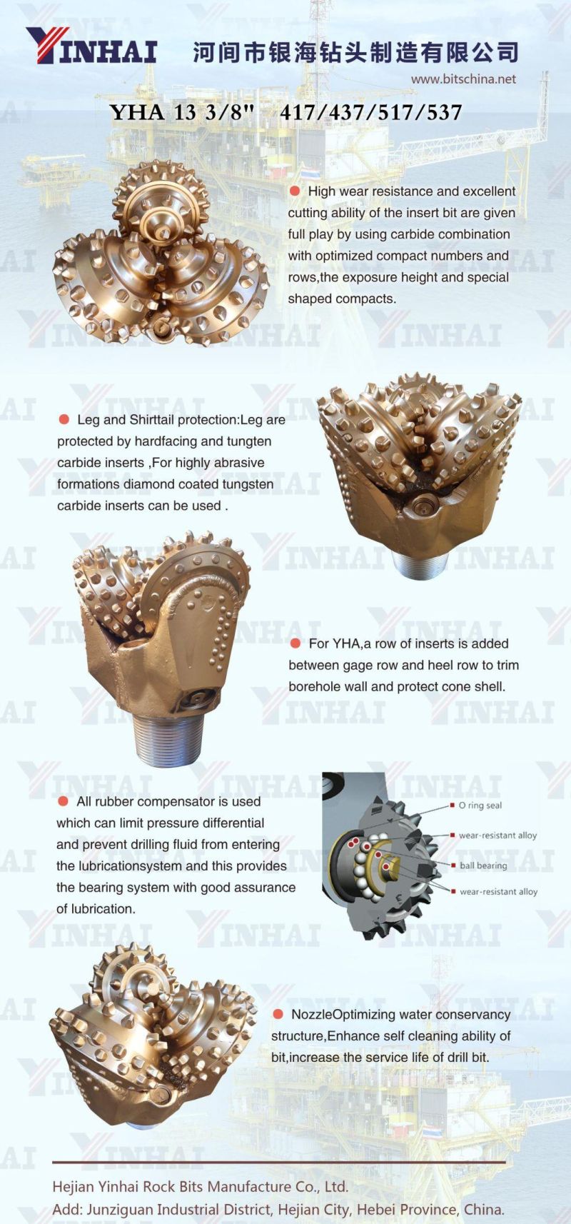 13 3/8" IADC437/537/637 Tricone Bit, Rock Drill Bit, Roller Cone Bit