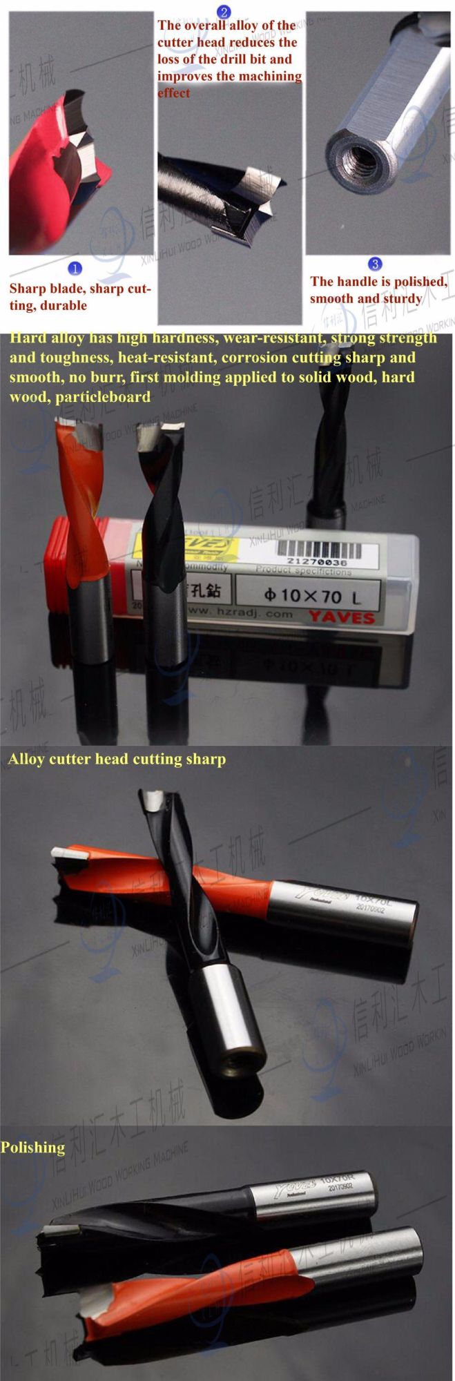 Blades High Speed Solid Carbide Drill Bit/ Hinge Boring Bits for Boring Machine