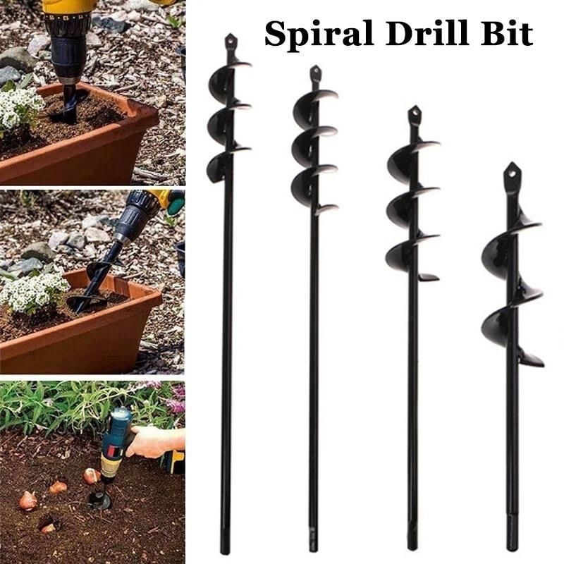 Carbon Steel Planter Garden Auger Spiral Drill Bit Flower Planting Hole Digger Drill Bit Yard Gardening Bedding Planting Tools