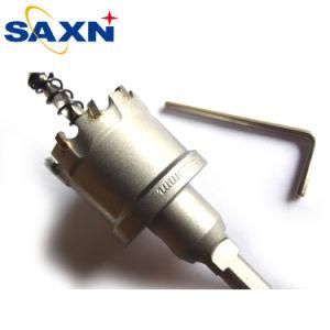 Saxn High Grade Hole Saw Tungsten Carbide Tct Hollow Drill Bit for Metal