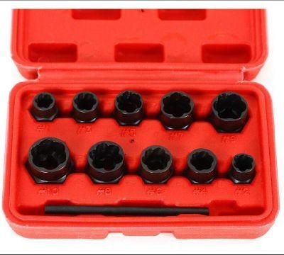 Nut Bolt Stud Extractor Set Tool Kit for Removal/Locking Wheel Nuts 11PCS Nut Remover Set Nut Extractor Socket, Bolt Remover Tool Set
