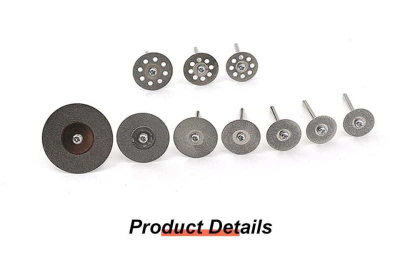 Z-Lion 10PCS Grinding Wheel Mandrel Tool Diamond Drill Bit Set with Saw Blade Cutting Discs Wheel Rotary for Gems/Jade/Iron/Glass Drilling