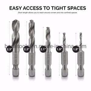 Power Tools HSS Customized Drill Bits 5piece Stubby Hex Shank for Metal Drill Bit