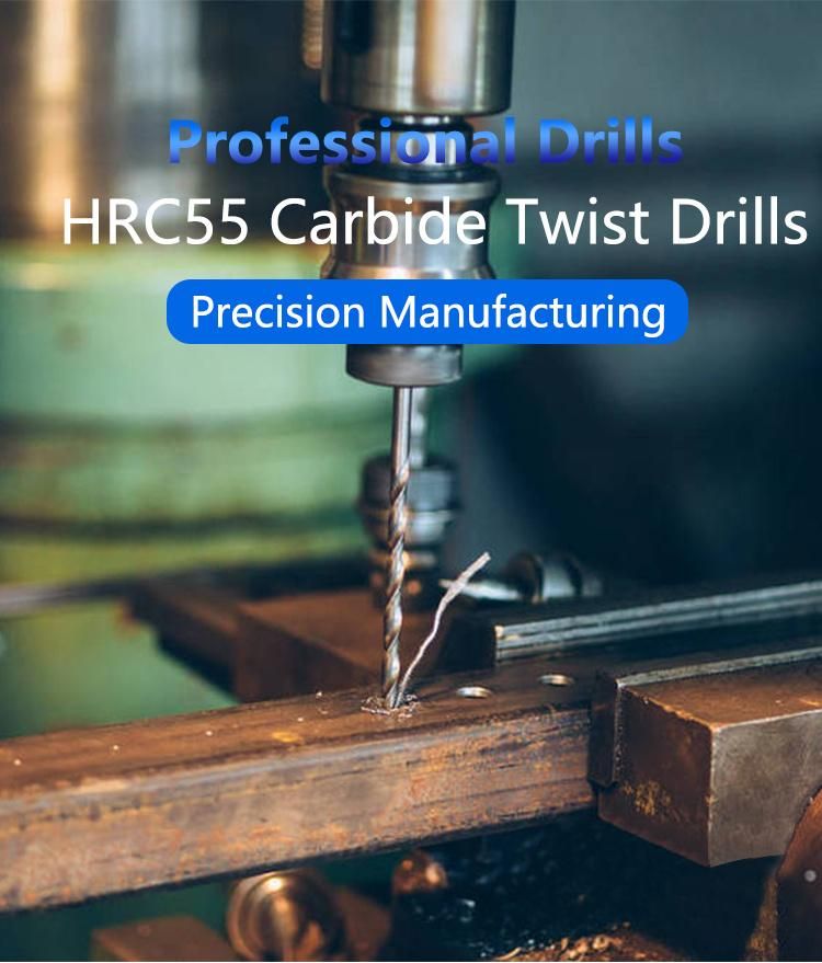 Tungsten Carbide Twist Drill Bit for Hardened Steel CNC Solid Carbide HRC55 with Coating