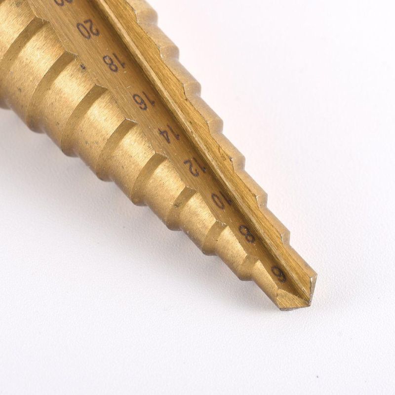 Step Drill Bit - Titanium Coated, Double Cutting Blades, High Speed Steel, Short Length Drill Bit, Total 10 Sizes