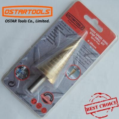 Titanium Coated Step Drill Bit with Spiral Fulte