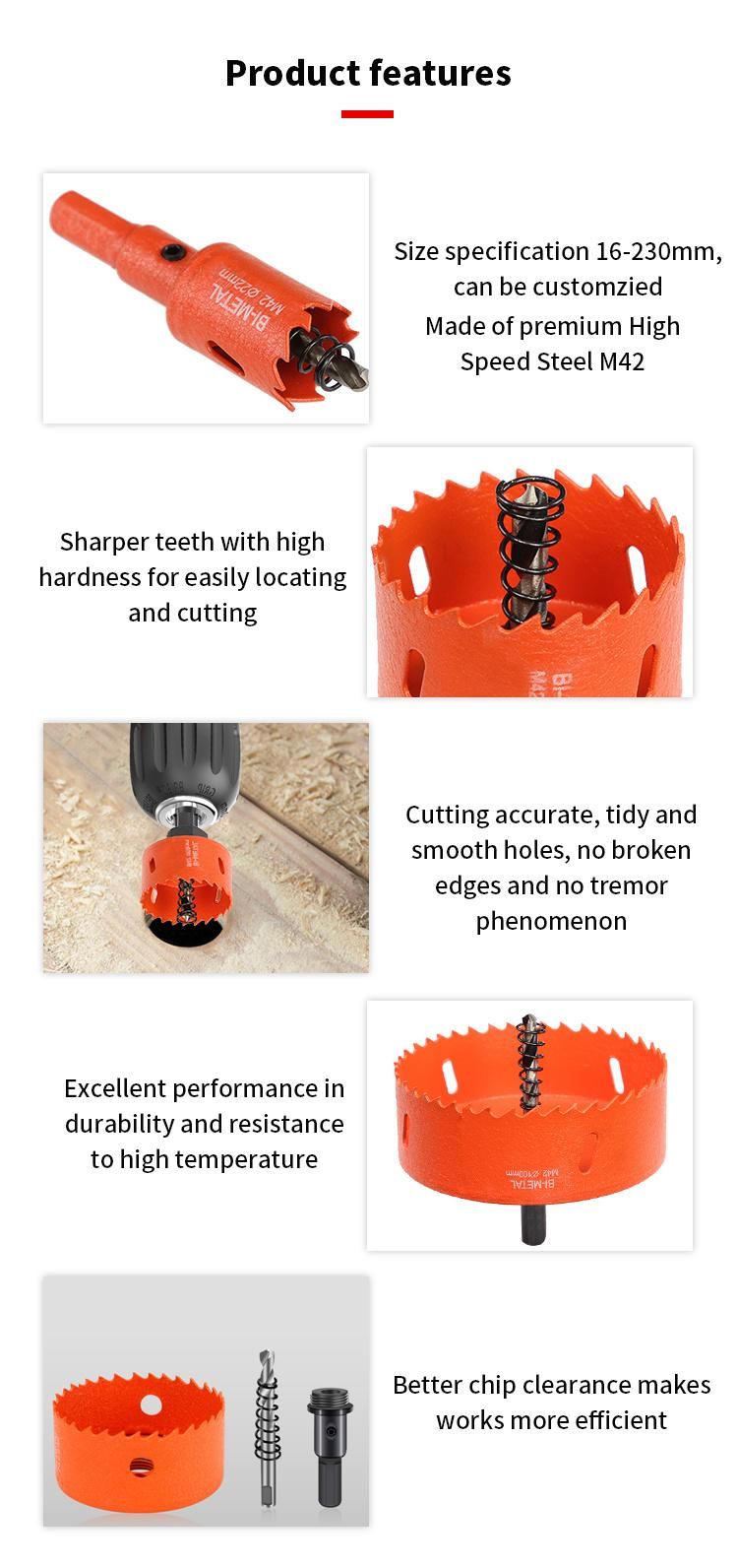 Pilihu Bi-Metal Hole Saw HSS M42 Hole Cutter for Wood, Plastic, Drywall, Plasterboard and Soft Metal Sheet