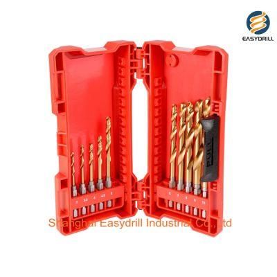 10PCS HSS Jobber Drills Tin-Coated HSS Twist Drill Bits Set with Hex Shank (SED-DBS10-2)