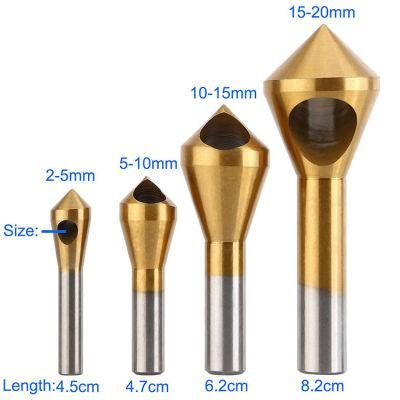 4PCS Cylindrical Shank 90 Degree 0 Flute HSS Countersink Deburring Bit Set for Metal Drilling (SED-CS4)