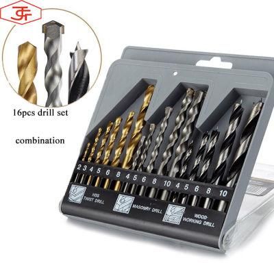 Nice Price 16PCS Combination Drill Bitsset for Metal and Wood and Concrete