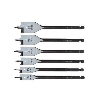 10, 13, 16, 20, 22 and 25mm Included Flat Wood Drill Bit Set Made of High Speed Steel