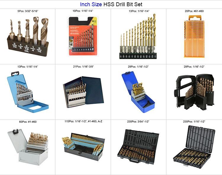 5PCS HSS Jobber Drills Set Inch Fully Ground HSS Hex Shank Stub Drill Bit Set in Double Blister (SED-DBS5-2)