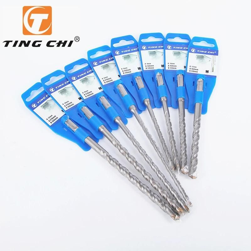 High Quality SDS-Plus Hammer Drill Bit with Solid Carbide Tip Double Flute for Drilling Concrete, Granite, Brick, Block, Tile, Marble