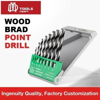 8PCS Inch HSS Fully Ground Wood Brad Point Drill Bit Set for Wood Precision Drilling in Iron Box