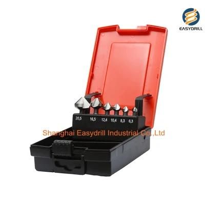 6PCS Cylindrical Shank 3 Flute HSS Countersink Drill Bit Set in Plastic Case for Metal (SED-CS3F-6)