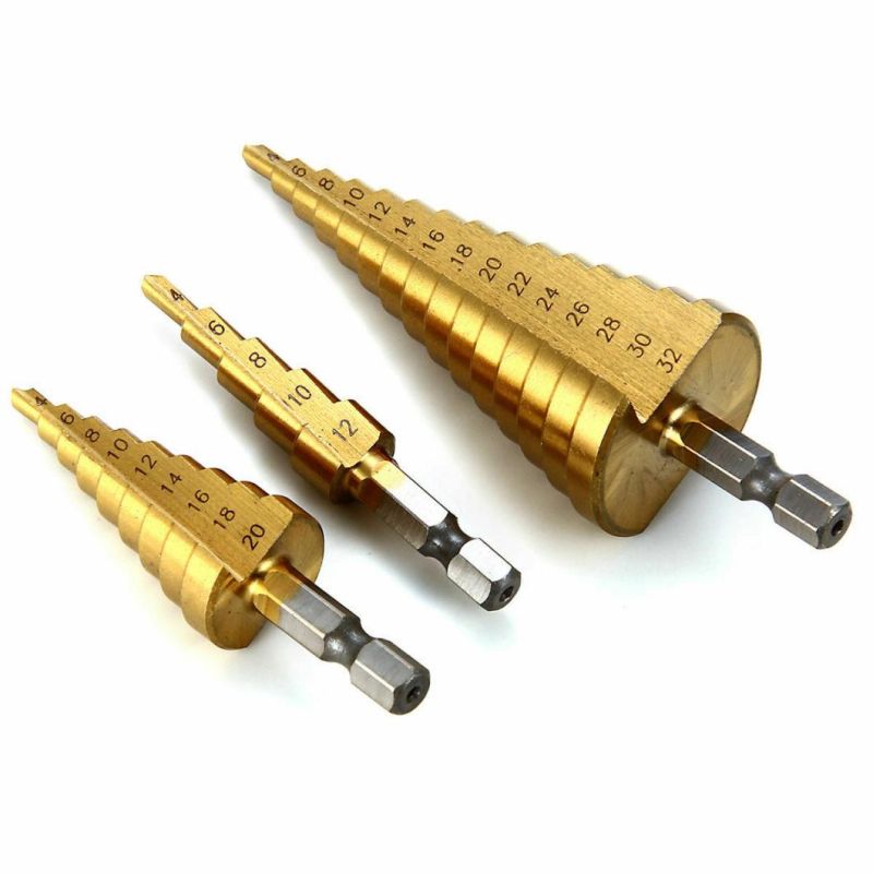 3PCS 1/4 Inch Hex Hex HSS Step Drill 3 to 12 / 4-12 / 4-20mm