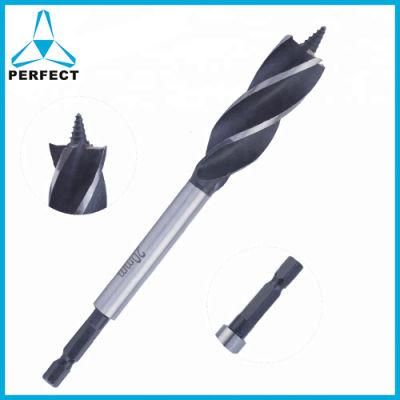 Impact Hex Shank Four Flutes Quad Cutter Wood Auger Drill Bit for Speed Feed Drilling