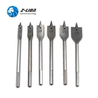 Z-Lion 10-25mm 6PCS Flat Drill Steel Drill Wood Working Flat Drill Set Spade Drill Bits Durable Woodworking Tools