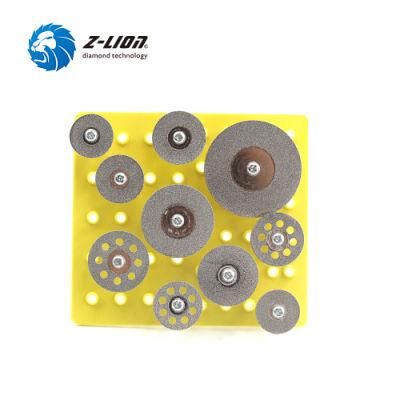 Z-Lion 10PCS Grinding Wheel Mandrel Tool Diamond Drill Bit Set with Saw Blade Cutting Discs Wheel Rotary for Gems/Jade/Iron/Glass Drilling