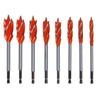 1 Set of 8 Four-Slot Four-Edged Branch Drill Hole Opener Wood Reaming Drill Bit Woodworking Hole Opener