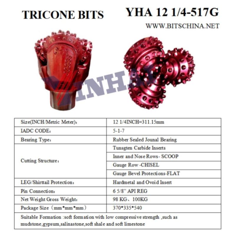12 1/4 Inch IADC437/517/537/637 Tricone Roller Bits Factory Produce