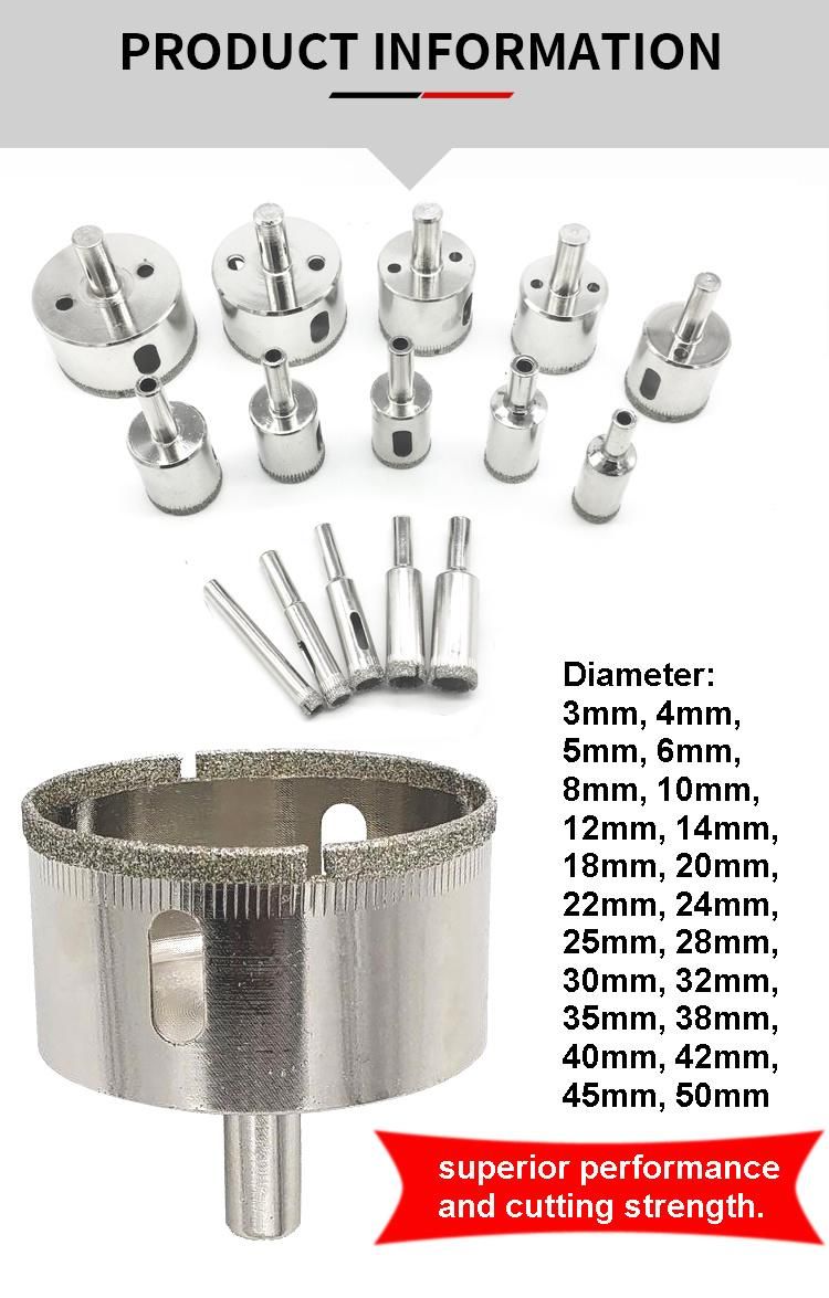 15PCS Electroplated Diamond Glass Drill Bits Set