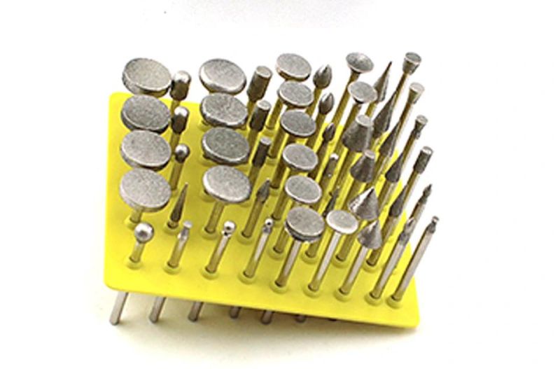 Z-Lion 50PCS 3.2mm Sanding Tool Mounted Needles Coated Rotary Tuck Rod Tools Alloy Glass Stone Jade Grinding Head Burr Diamond Point