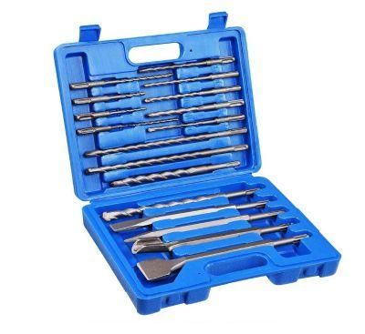 17PCS SDS Plus Rotary Hammer Drill Bits Chisel Concrete Masonry Hole Tool Set