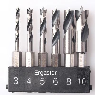 6PCS Hex Shank HSS Brad Point Drill Bit Set