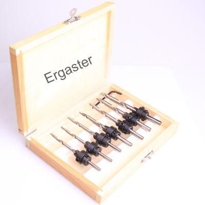8PCS Tapered Adjustable Countersink Bit with Best Depth Stop