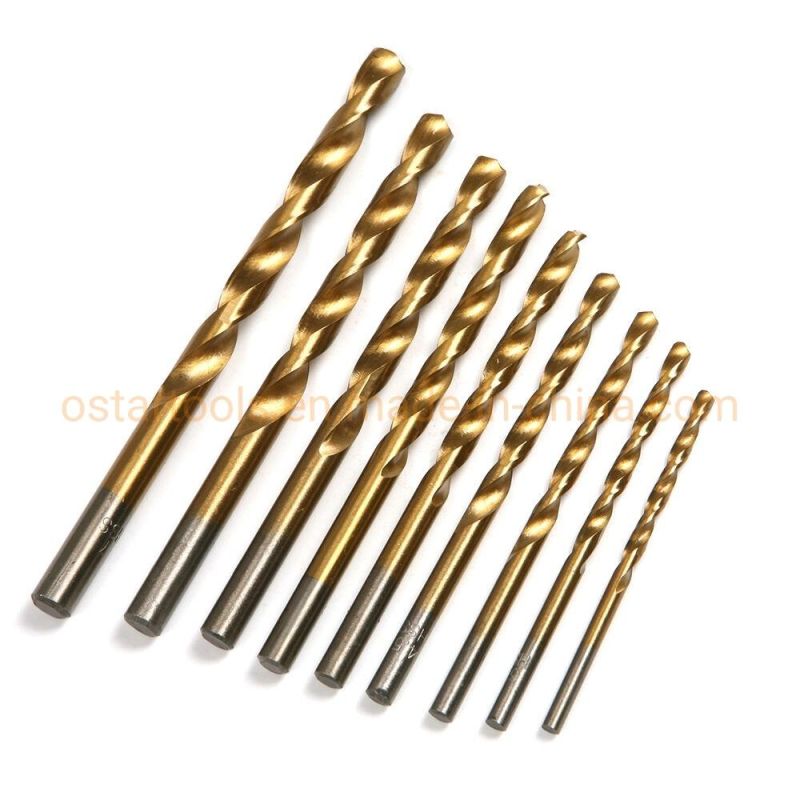 5PCS Titanium Coated HSS Twist Drill Bit Set Straight Shank