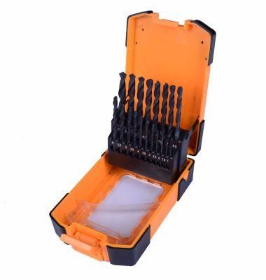 19 PCS Half Ground Twist HSS Drill Bit Golden Finished in Plastic Box