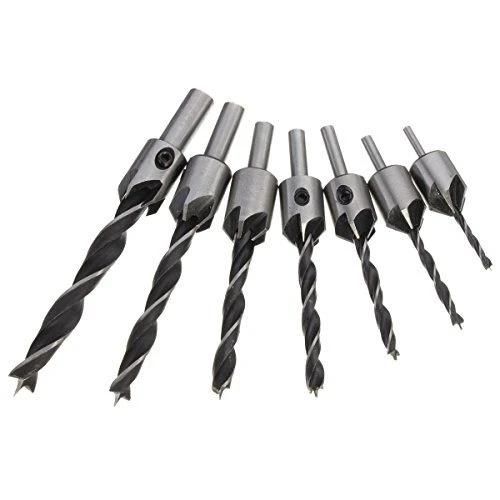 Dophee Flute Countersink Drills Bit HSS Drills Bit Reamer for Woodworking