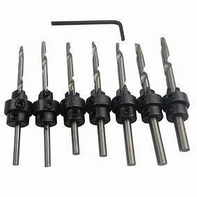 7 PCS Round Shank 4 Flute HSS Wood Countersink Drill Bit Set for Wood Screw