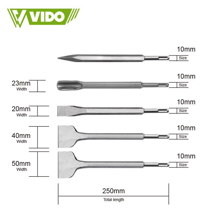 Vido Electric Hammer Flat and Point SDS Plus Chisel