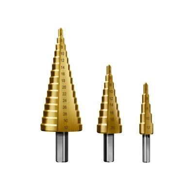 Industrial HSS Cobalt M42, M35, M2 Tin Coated Titanium Set Step Drill with Direct/Spiral Flute for Drilling Wood, Stainless Steel, Metal, Plastic
