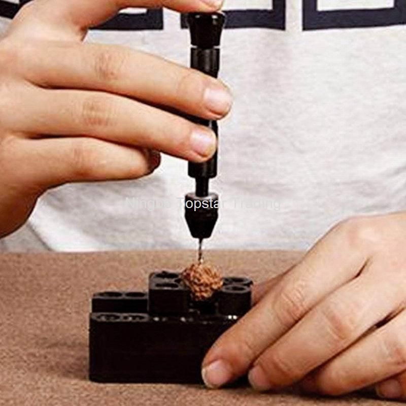 Mini Aluminum Hand Drill with Keyless Chuck 10 Twist Drills Bits Rotary Wood Drilling Set