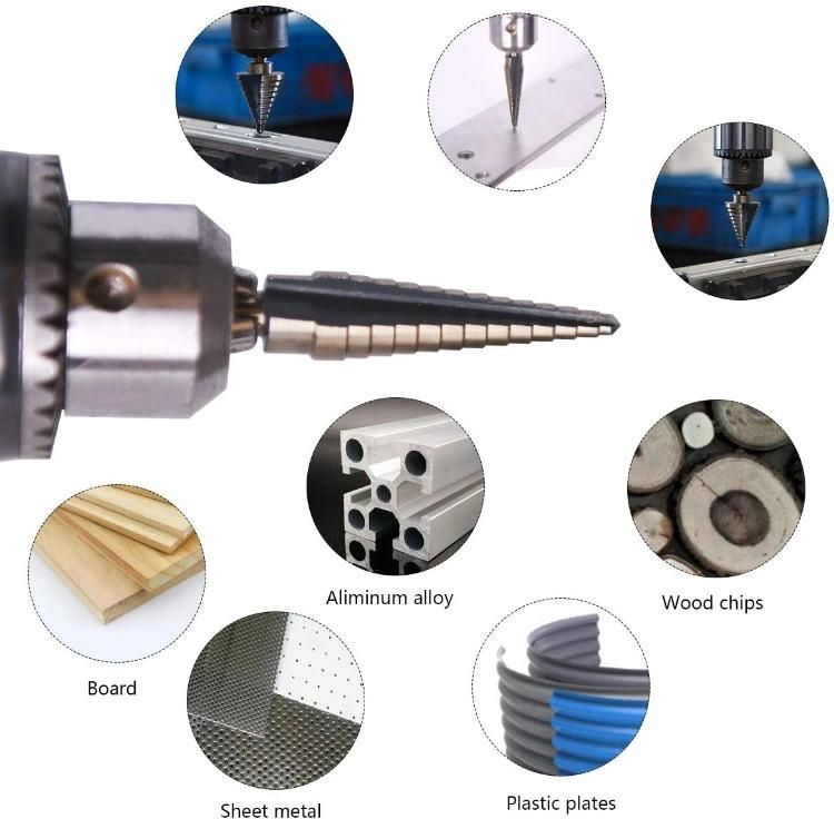 Titanium Metal Hex Step Drill Bits 3-12mm 4-12mm 4-20mm HSS Power Tools HSS Wood Metal Drilling