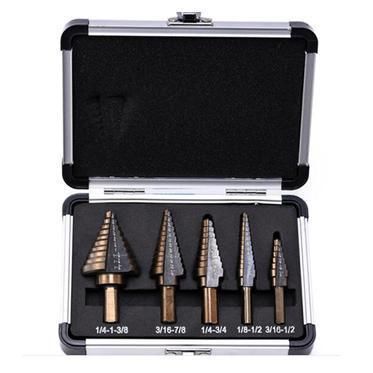 5PCS HSS Titanium Six Shank Step Cone Taper Drill Bits Set for Pagoda Drill Wood Metal Drilling